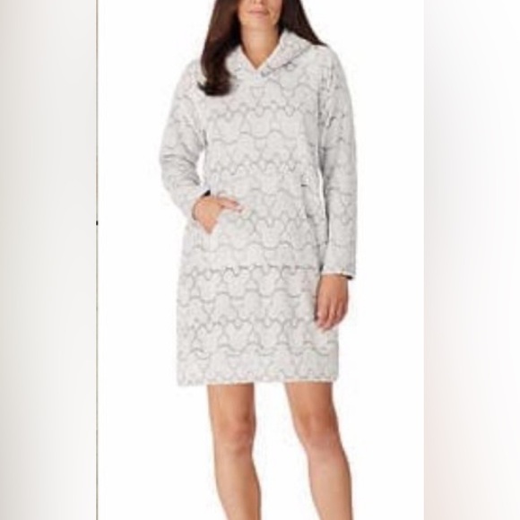 Disney Gray Plush Fleece Micky Mouse Hooded Sweater Dress - Picture 2 of 6